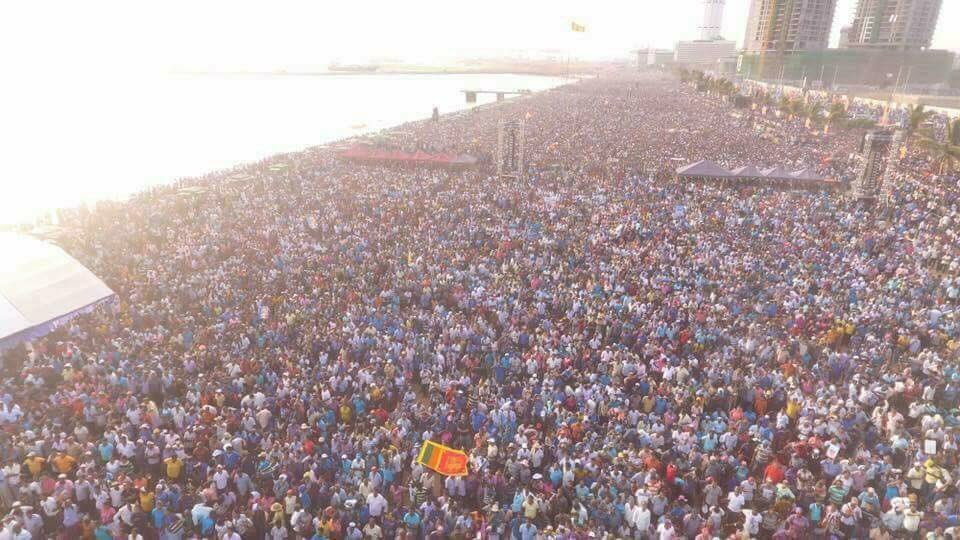 Massive crowds at opposition May Day rally as Mahinda Rajapaksa slams